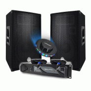Pack Sono DJ BM SONIC Ampli 2000W Paire d'Enceintes 2x600W, Câbles, Sonorisation PRO, OVNI LED, Fête Soirée, Bar Salle des fêtes - 3666638038784