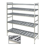 Rayonnage alimentaire duralinox 5 niveaux clayette polymere ajouree h1800 p360 fermod_0