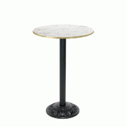 RestooTab - Mange-debout Versailles Ø50cm décor calacatta chants couleur laiton - blanc fonte TB-VRSFF-R50M-CALAC-LAI