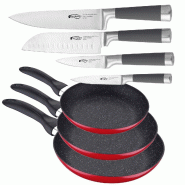 San Ignacio - Jeu de 3 poêles en aluminium embouti Ø16/20/24 cm avec jeu de 4 couteaux - PK344