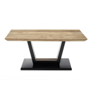 TABLE BASSE DESIGN BEFORD EN CHÊNE ACACIA PIÈTEMENT NOIR MAT