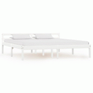 VidaXL Cadre de lit sans matelas blanc bois de pin massif 160x200 cm Modèle Querlonis - 283188