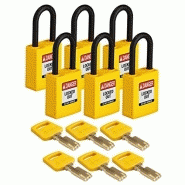 CADENAS SAFEKEY NYLON, 38MM X 84MM X 19MM, JAUNE, LOT DE 6 BRADY NYL-Y CADENAS SAFEKEY NYLON, 38MM X 84MM X 19MM, JAUNE, LOT DE 6 BRADY NYL-Y