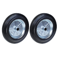 250mm 10" roue en caoutchouc noir avec centre en acier pressé alésage 20mm 210kg - jeu de 250mm 10" roue en caoutchouc noir avec centre en acier pressé alésage 20mm 210kg - jeu de
