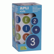 Apli 900 gommettes rondes avec voyelles, diam. 20 mm, en rouleau, coloris assortis (3) - 8410782167976