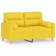 Canapé 2 places avec oreillers jaune clair 120 cm tissu Modèle Evoris - 8721012057852
