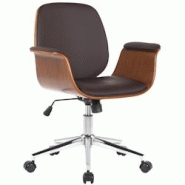 CLP Fauteuil de bureau Kemberg en similicuir avec coque d'assise en bois Noyer / Marron - marron Bois manufacturé 316798 CLP Fauteuil de bureau Kemberg en similicuir avec coque d'assise en bois Noyer / Marron - marron Bois manufacturé 316798