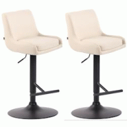 CLP Lot de 2 tabourets de Bar Club en Similicuir Crème - beige 318887 CLP Lot de 2 tabourets de Bar Club en Similicuir Crème - beige 318887