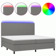 Décoshop26 - Lit LED avec sommier, tête de lit réglable, matelas et surmatelas 200x200 cm en tissu gris foncé - TDL0208304 - 3001533247761 Décoshop26 - Lit LED avec sommier, tête de lit réglable, matelas et surmatelas 200x200 cm en tissu gris foncé - TDL0208304 - 3001533247761