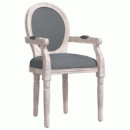 Décoshop26 - Chaise à manger x1 design vintage avec accoudoirs 54 x 56 x 96,5 cm en tissu gris et bois DEC025168 - gris 3000255106028 Décoshop26 - Chaise à manger x1 design vintage avec accoudoirs 54 x 56 x 96,5 cm en tissu gris et bois DEC025168 - gris 3000255106028