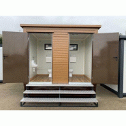 Double conteneur sanitaire avec dépôt de déchets - Cabine de toilettes neuve avec réservoir à déchets - Cabine sanitaire pour le camping