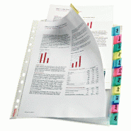 Esselte Lot de 10 Pochette perforée / intercalaires 12 touches, en polypro lisse 130µ, format A4 - transparent 414170
