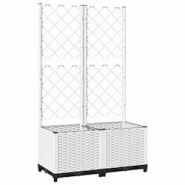 Helloshop26 - Jardinière bac lit surélevé plantes fleurs terrasse jardin avec treillis 80 x 40 x 136 cm PP blanc 02_0038305 - 3000214156163 Helloshop26 - Jardinière bac lit surélevé plantes fleurs terrasse jardin avec treillis 80 x 40 x 136 cm PP blanc 02_0038305 - 3000214156163