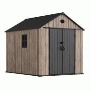 Hoggar – Abri de jardin en résine 6,41 m² Oak O60 – Sol inclus – Fenêtre latérale – Effet bois premium – Double porte large – Protecti
