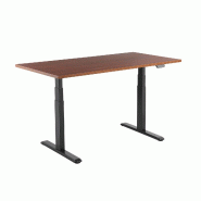 KIMEX - Bureau motorisé assis-debout 120x75cm Plateau noyer/Pied noir - 3700685422582