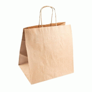 Sac traiteur kraft brun poignées torsadées 26x20x27cm - par 250