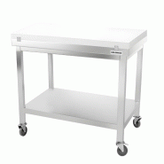 Table de travail en inox 1200x700 mm avec plaque de découpe blanche sur roulettes PREMIUM - GOLDINOX - gris inox 3701770840816