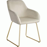 Tectake Chaise de salle à manger en aspect velours rembourré crème et doré - 405919 - beige polyester 405919 Tectake Chaise de salle à manger en aspect velours rembourré crème et doré - 405919 - beige polyester 405919