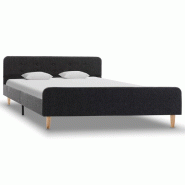 VidaXL Cadre de lit Gris foncé Jute 140 x 200 cm Modèle Hermonis - 284897