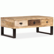 VidaXL Table basse avec 3 tiroirs Bois de manguier massif 90x50x35 cm Modèle Atlas Office Concept - 244942XL