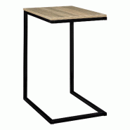 WellHome - Table de canapé en métal noir et bois 45x35x66,5 cm - multi-matériau WH14117