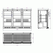 Arrière bar réfrigérée noir 3 portes l1350 7527.0040 COMBISTEEL