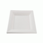 Betik Ecoline – 800 unités – Assiette carrée bagasse blanc – 20 x 20 cm - blanc Bagasse 1010596