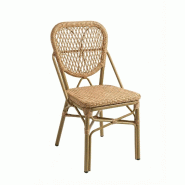 Chaise NATUREA en Rotin synthétique style naturel pour extérieur - TIGAONE - beige 3701680323270