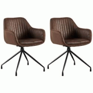 CLP Lot de 2 chaises de salle à manger Welby Marron foncé/Similicuir vintage - marron polyester 326556 CLP Lot de 2 chaises de salle à manger Welby Marron foncé/Similicuir vintage - marron polyester 326556