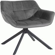 Décoshop26 - Chaise de salle à manger fauteuil lounge rotatif en velours gris cadre métallique noir BUR10673 - gris métal 3002466532696