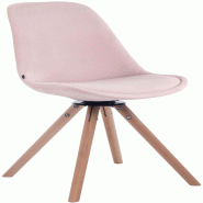 Décoshop26 - Chaise de salle à manger x1 chaise visiteur assise pivotant à 360° en velours rose piètement en bois rond clair 10_0007476 - Bois ma