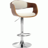 Décoshop26 - Tabouret de bar x1 design scandinave en PVC blanc et structure en bois couleur noyer 10_0005043 - blanc 3000252428673 Décoshop26 - Tabouret de bar x1 design scandinave en PVC blanc et structure en bois couleur noyer 10_0005043 - blanc 3000252428673