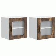 Helloshop26 - Lot de 2 armoires murales de cuisine moderne épuré 40 x 31 x 40 cm en bois d'ingénierie chêne fumé 02_0053874 - Bois massif 3000238