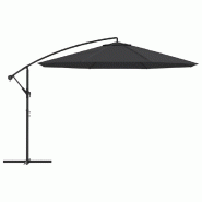 Helloshop26 - Parasol déporté avec mât en aluminium 350 cm noir 02_0008482 - 3000452882725