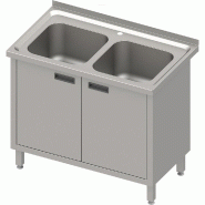 Plonge 2 bacs avec portes battantes 1000x600x850 montée - P954616100S