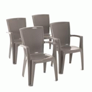 RATTATAN Set de 4 chaises monobloc en polypropylène avec fibre de verre, effet rotin, empilables pour extérieur et jardin, bar et restaurant - Diana RATTATAN Set de 4 chaises monobloc en polypropylène avec fibre de verre, effet rotin, empilables pour extérieur et jardin, bar et restaurant - Diana