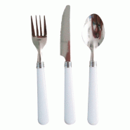 Set couverts 20/18,3/18cm manche blanc inox - par 200