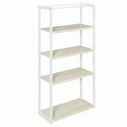Structure Cage blanc suspendue 90x40x180cm 4 tablettes érable