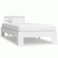 VidaXL Cadre de lit sans matelas blanc bois de pin massif 100x200 cm Modèle Mervior - Bois massif 283155