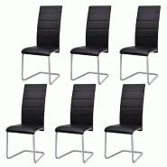 VidaXL Chaises à manger cantilever lot de 6 noir similicuir Modèle Bellecour Horizon - 272420