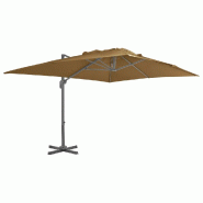 VidaXL Parasol de jardin déporté avec mât en aluminium 400 x 300 cm Taupe Modèle Titan Stella - beige 44639