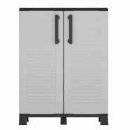 Art Plast Armoire de rangement 2 portes Gris 68x37x90cm - Meuble de rangement Garage Maison Terrasse - gris plastique polypropylène ZA1464