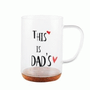 Aulica Mug en verre fond liège inscription dad - transparent 796301