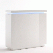 BUFFET HAUT OCEAN LAQUÉ BLANC BRILLANT 2 PORTES LED INCLUS