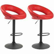 CLP Lot de 2 Tabourets de bar Olinda en similicuir hauteur réglable et siège pivotant Rouge/Noir - rouge polyester 320297 CLP Lot de 2 Tabourets de bar Olinda en similicuir hauteur réglable et siège pivotant Rouge/Noir - rouge polyester 320297