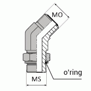 Coude orientable mâle ORFS x mâle SAE 45° - CMORFS9/16 / MSAE7/16 - Avec joint o'ring