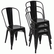Décoshop26 - 4x chaises de salle à manger cuisine bistro design industriel en métal noir empilable 04_0000547 - noir 3000051432697 Décoshop26 - 4x chaises de salle à manger cuisine bistro design industriel en métal noir empilable 04_0000547 - noir 3000051432697