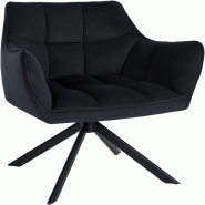 Décoshop26 - Chaise de salle à manger lounge bureau pivotante avec revêtement en velours noir pieds en acier noir BUR10668 - noir acier 3002466032691
