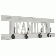 Décoshop26 - Porte-manteau mural patère en bois blanc vintage avec 4 crochets 20,5x60x1,5 cm MED04050 - blanc 3000168469302 Décoshop26 - Porte-manteau mural patère en bois blanc vintage avec 4 crochets 20,5x60x1,5 cm MED04050 - blanc 3000168469302