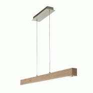 Fabas Luce Suspension Led Badia 43 W 4320 Lm 3000 K, Structure En Métal Et Chêne, Intensité Variable, Design Moderne, Longueur 110 Cm, Classe 1 - m